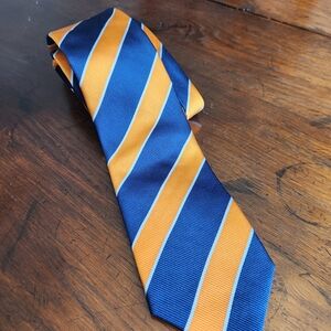 Charles Tyrwhitt Silk Tie Blue Orange Stripe Mens Necktie Luxury Preppy Business